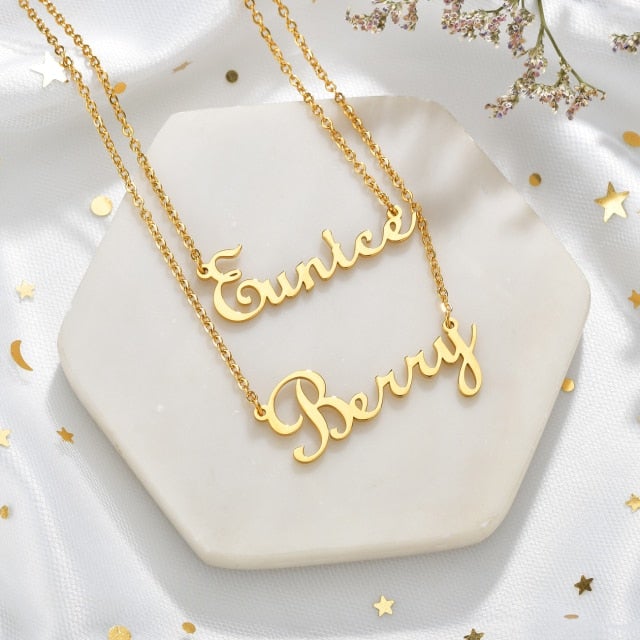Custom Double Layer Name Necklace For Women Heart Butterfly Name Choker Necklaces Pendant Necklace Friendship Birthday Gifts