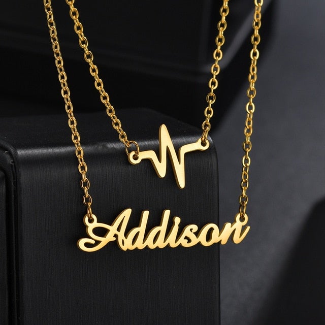Custom Double Layer Name Necklace For Women Heart Butterfly Name Choker Necklaces Pendant Necklace Friendship Birthday Gifts
