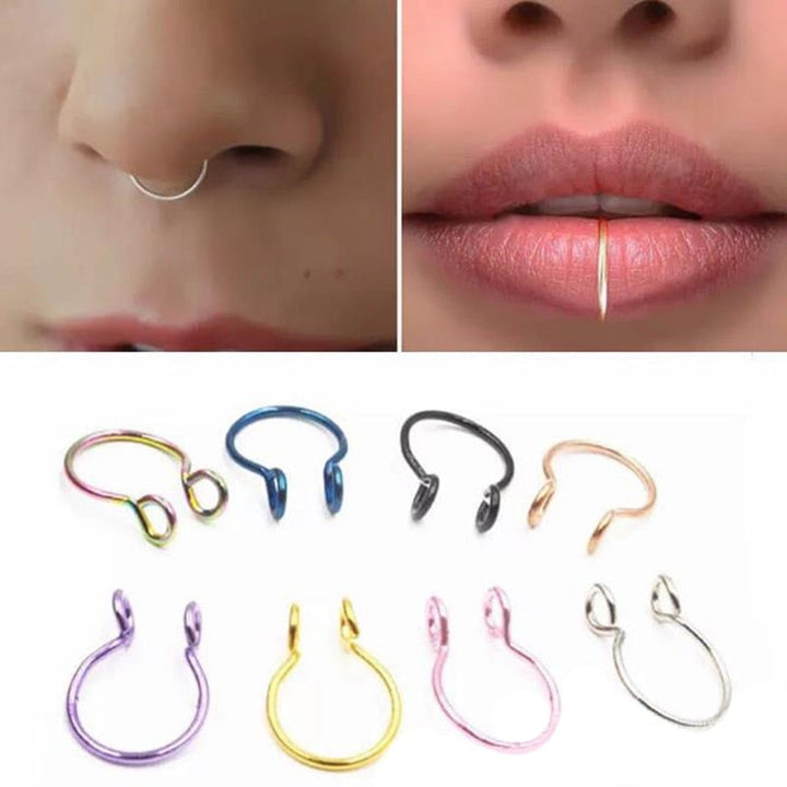 1pcs U Shaped Fake Nose Ring Hoop Septum Rings Stainless Steel Nose Piercing Fake Piercing Oreja Pircing Jewelry