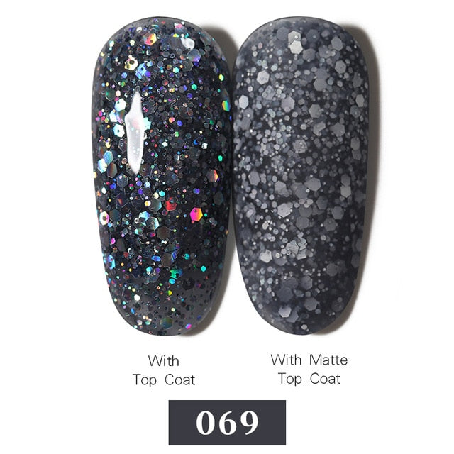 LEMOOC Nail Gel Polish Spring Summer Color Varnishes Glitter Sequins Soak Off Semi Permanant UV LED Nail Art Hybrid Lacquers