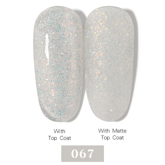 LEMOOC Nail Gel Polish Spring Summer Color Varnishes Glitter Sequins Soak Off Semi Permanant UV LED Nail Art Hybrid Lacquers