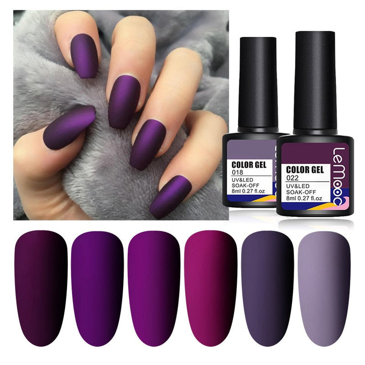 LEMOOC Nail Gel Polish Spring Summer Color Varnishes Glitter Sequins Soak Off Semi Permanant UV LED Nail Art Hybrid Lacquers