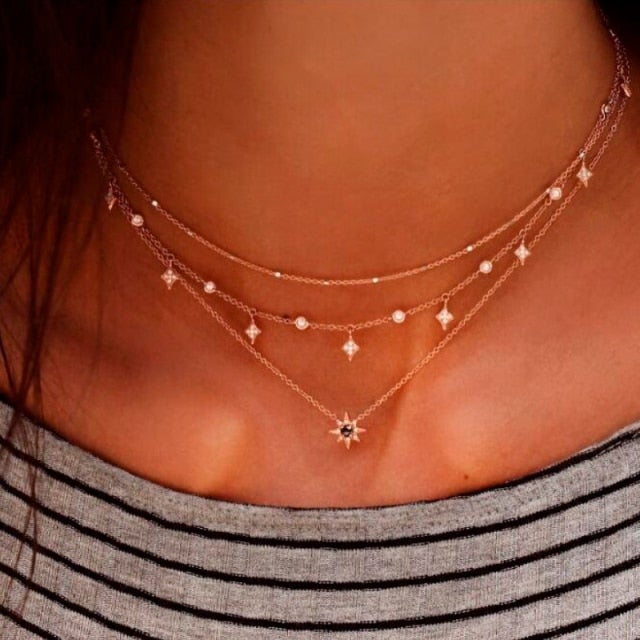 New Bohemian Multilayer Cross Gold Pendant Necklaces For Women Punk Choker Necklaces 2021 Trend Fashion Words Jewelry Party Gift
