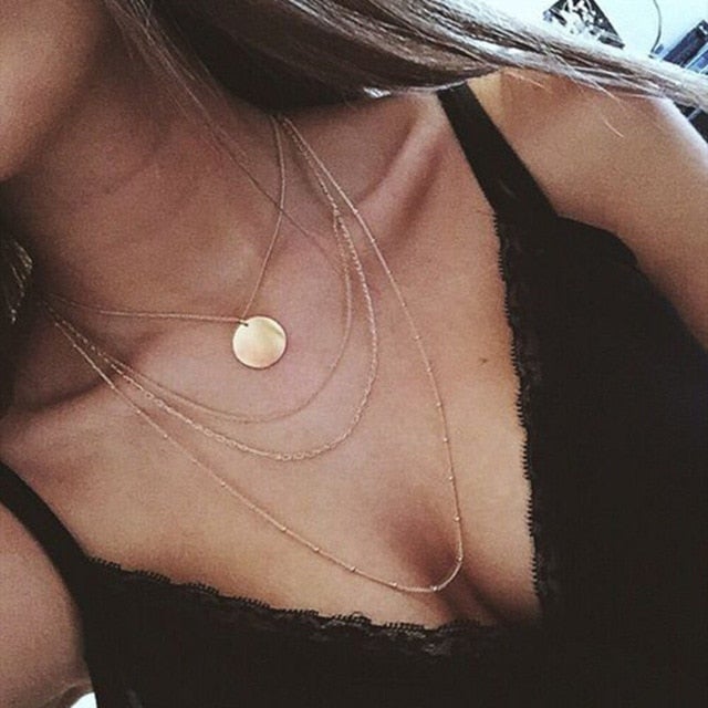 New Bohemian Multilayer Cross Gold Pendant Necklaces For Women Punk Choker Necklaces 2021 Trend Fashion Words Jewelry Party Gift