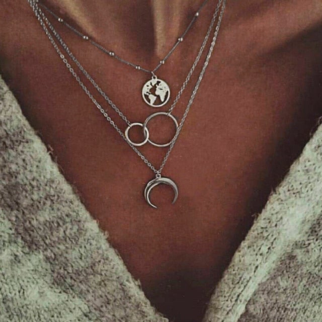 New Bohemian Multilayer Cross Gold Pendant Necklaces For Women Punk Choker Necklaces 2021 Trend Fashion Words Jewelry Party Gift