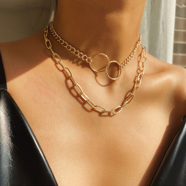 New Bohemian Multilayer Cross Gold Pendant Necklaces For Women Punk Choker Necklaces 2021 Trend Fashion Words Jewelry Party Gift
