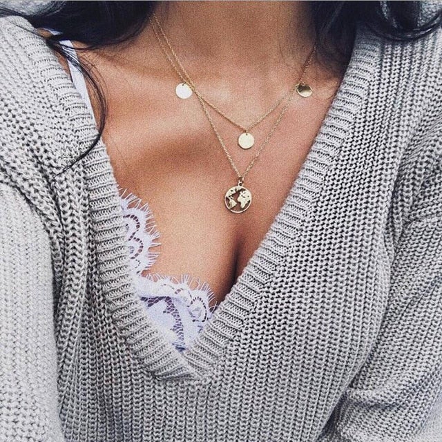 New Bohemian Multilayer Cross Gold Pendant Necklaces For Women Punk Choker Necklaces 2021 Trend Fashion Words Jewelry Party Gift