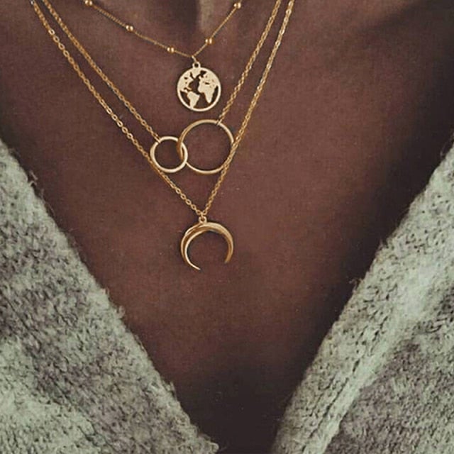 New Bohemian Multilayer Cross Gold Pendant Necklaces For Women Punk Choker Necklaces 2021 Trend Fashion Words Jewelry Party Gift