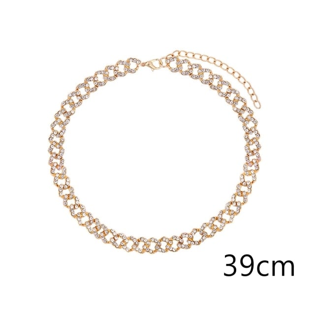 Flatfoosie Iced Out Full Rhinestone Cuban Chain Necklace Women Multilayer Crystal Butterfly Letter Pendant Necklace Punk Jewelry
