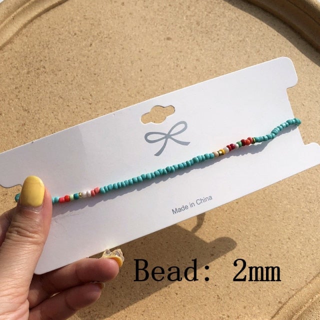 Simple Seed Beads Strand Necklace Women String Beaded Short Choker Necklace Jewelry Chokers Necklace Gift 1pc