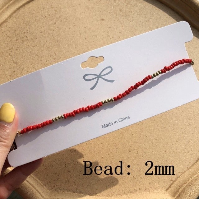 Simple Seed Beads Strand Necklace Women String Beaded Short Choker Necklace Jewelry Chokers Necklace Gift 1pc