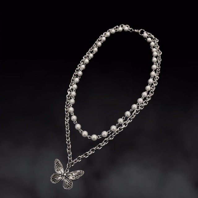 Shiny Zircon Butterfly Pendant Choker Light Luxury Aesthetic Niche Clavicle Silver-plated Necklace Jewelry Women