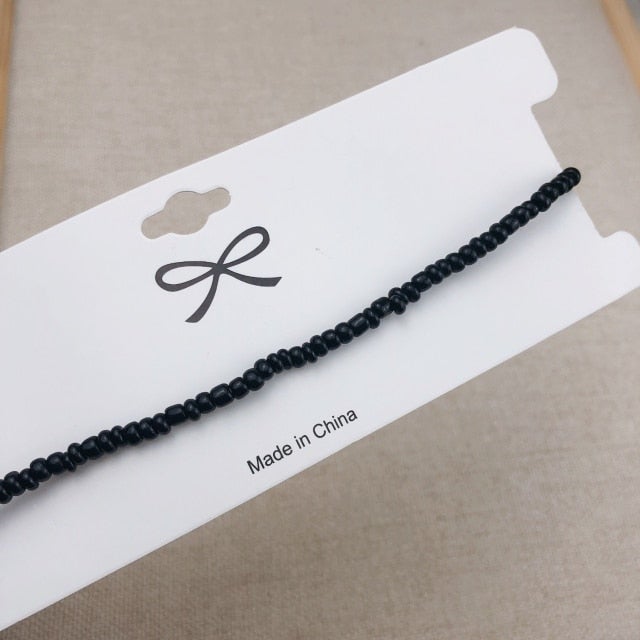 Simple Seed Beads Strand Necklace Women String Beaded Short Choker Necklace Jewelry Chokers Necklace Gift 1pc