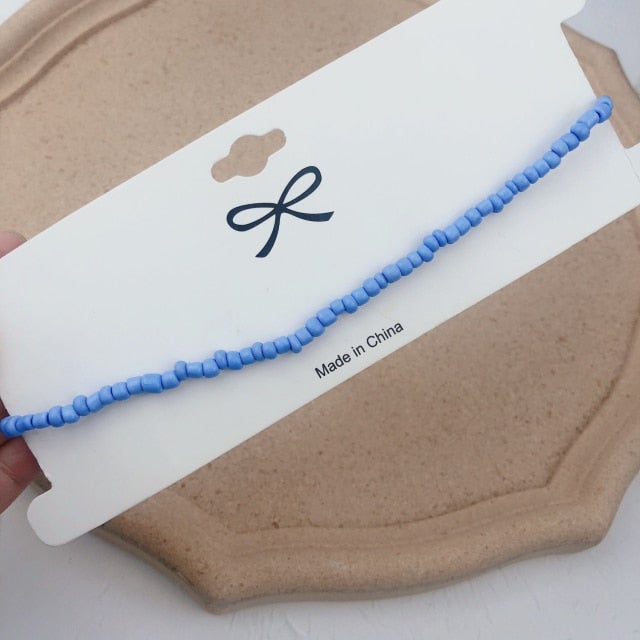 Simple Seed Beads Strand Necklace Women String Beaded Short Choker Necklace Jewelry Chokers Necklace Gift 1pc