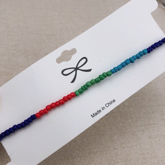 Simple Seed Beads Strand Necklace Women String Beaded Short Choker Necklace Jewelry Chokers Necklace Gift 1pc
