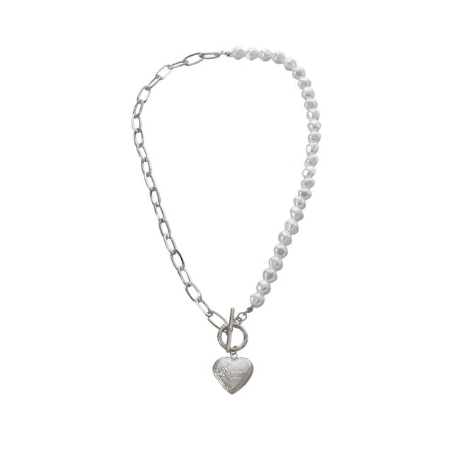 Antique Pearl Chain Necklace With Butterfly Pendant Charms Silvery Neck Jewelry For Women Party Gift Ideas