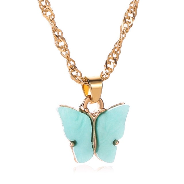 Gold Chain Butterfly Pendant Choker Necklace Women Statement Collares Bohemian Beach Jewelry Gift Collier Cheap