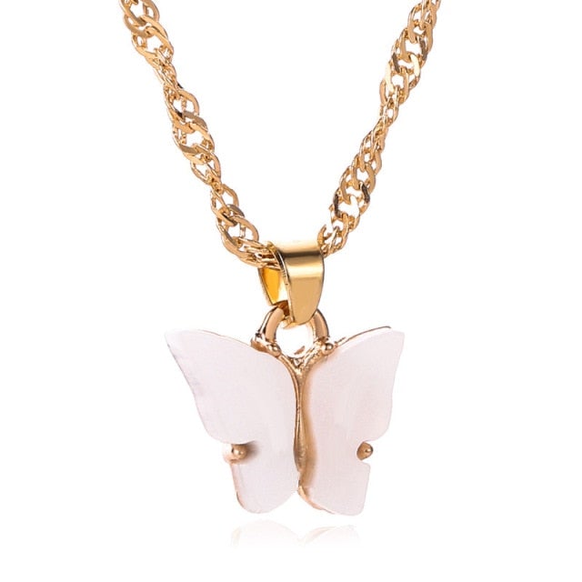 Gold Chain Butterfly Pendant Choker Necklace Women Statement Collares Bohemian Beach Jewelry Gift Collier Cheap