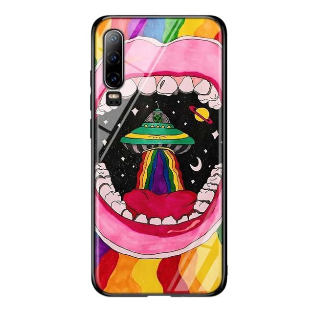 Silicone Black Cover Aesthetics Cartoon alien for Huawei P40 P30 P20 Pro P10 P9 P8 Lite E Plus 2019 2017 Phone Case Coque