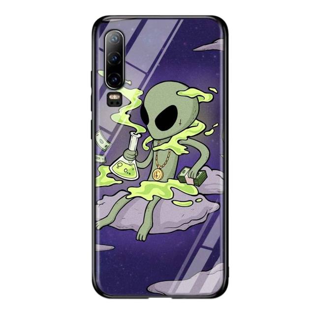 Silicone Black Cover Aesthetics Cartoon alien for Huawei P40 P30 P20 Pro P10 P9 P8 Lite E Plus 2019 2017 Phone Case Coque