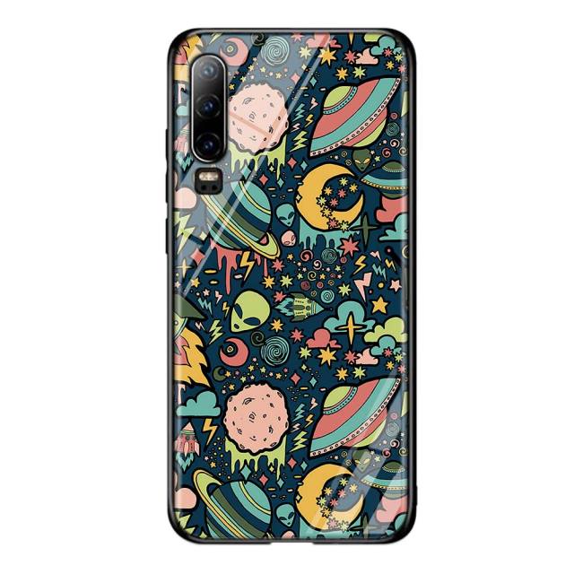 Silicone Black Cover Aesthetics Cartoon alien for Huawei P40 P30 P20 Pro P10 P9 P8 Lite E Plus 2019 2017 Phone Case Coque