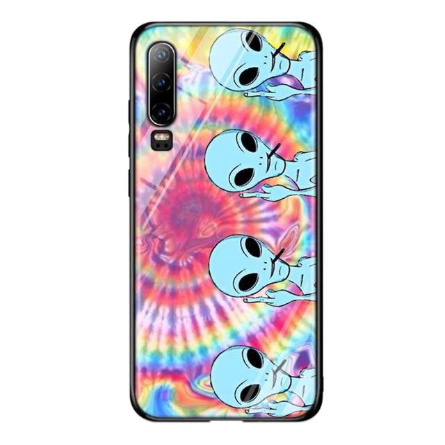 Silicone Black Cover Aesthetics Cartoon alien for Huawei P40 P30 P20 Pro P10 P9 P8 Lite E Plus 2019 2017 Phone Case Coque
