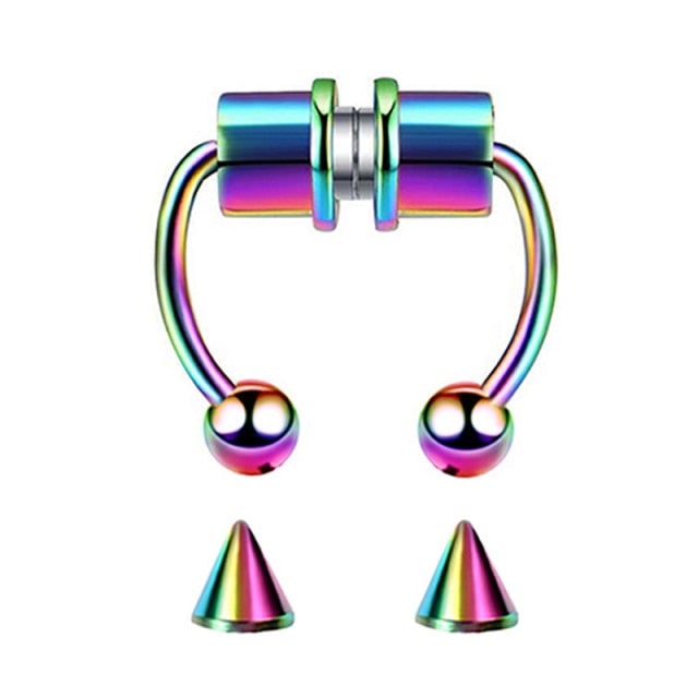 1-5pcs U Shaped Fake Nose Ring Septum Piercing Lip Rings Set Hoop Gold Stud Stainless Steel Horseshoe Body Jewelry for Women 20G