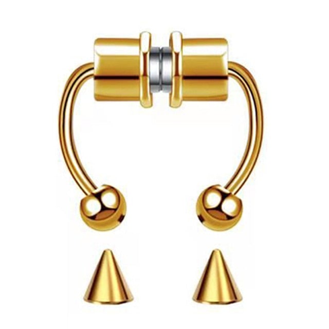 1-5pcs U Shaped Fake Nose Ring Septum Piercing Lip Rings Set Hoop Gold Stud Stainless Steel Horseshoe Body Jewelry for Women 20G