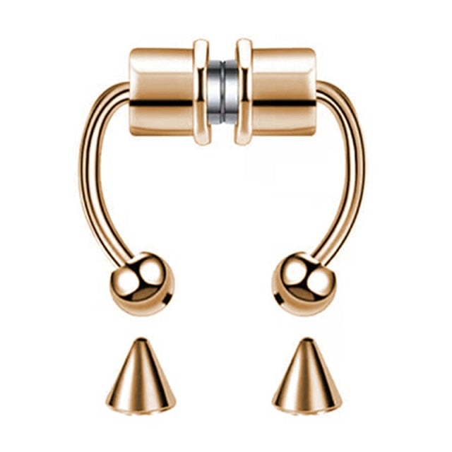 1-5pcs U Shaped Fake Nose Ring Septum Piercing Lip Rings Set Hoop Gold Stud Stainless Steel Horseshoe Body Jewelry for Women 20G
