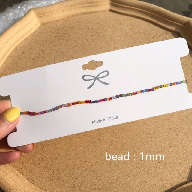 Simple Seed Beads Strand Necklace Women String Beaded Short Choker Necklace Jewelry Chokers Necklace Gift 1pc