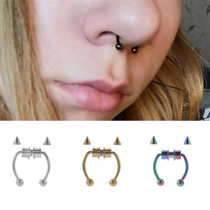 1 Pcs Fake Nose Ring Hoop Nose Septum Rings Goth  Magnet Nose Punk Fake Non Piercing Body Jewelry Unusual Costume Jewelry