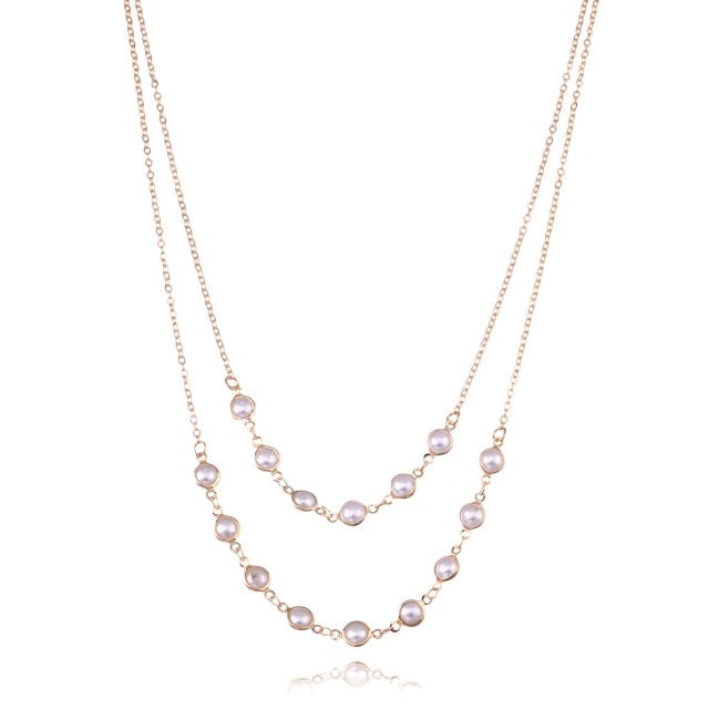 Antique Pearl Chain Necklace With Butterfly Pendant Charms Silvery Neck Jewelry For Women Party Gift Ideas