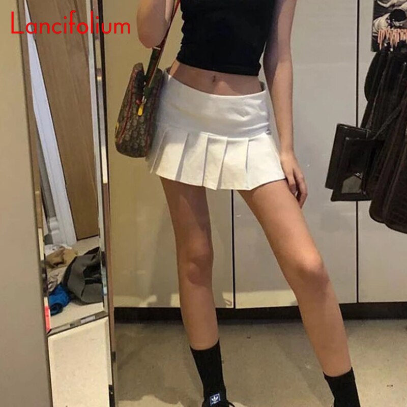 2020 Pleated High Waist Mini Skirt Women Summer Sexy Micro Skirt Ladies Korean Style Kawaii white Miniskirt Y2k Egirl Skirt
