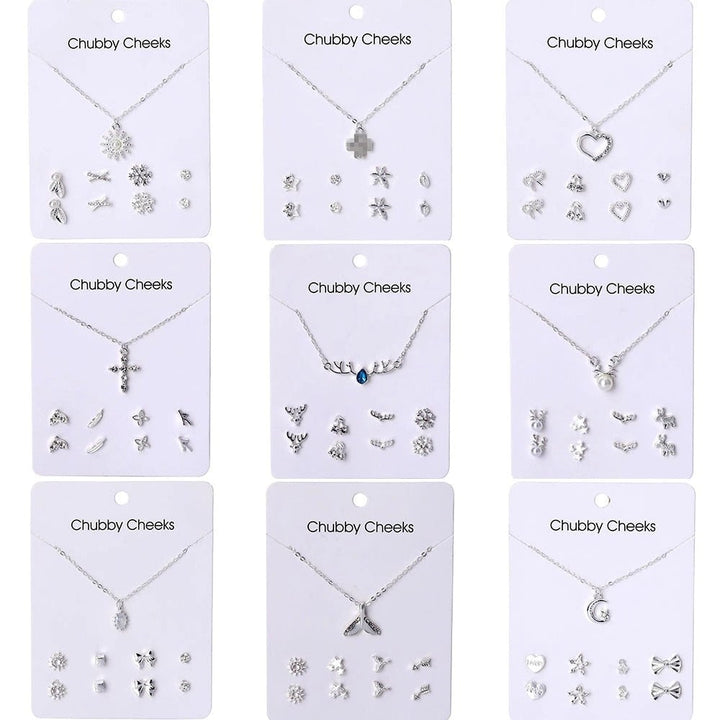 VKME Korean Women's Earrings Cross Necklace Jewelry Sets For Women Fashion Jewelry 2021 Crystal Heart Stud Earring