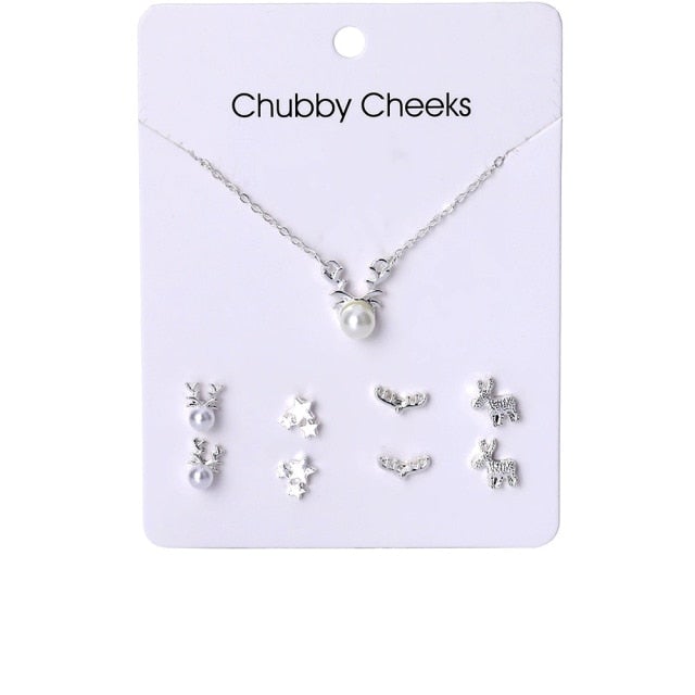 VKME Korean Women's Earrings Cross Necklace Jewelry Sets For Women Fashion Jewelry 2021 Crystal Heart Stud Earring