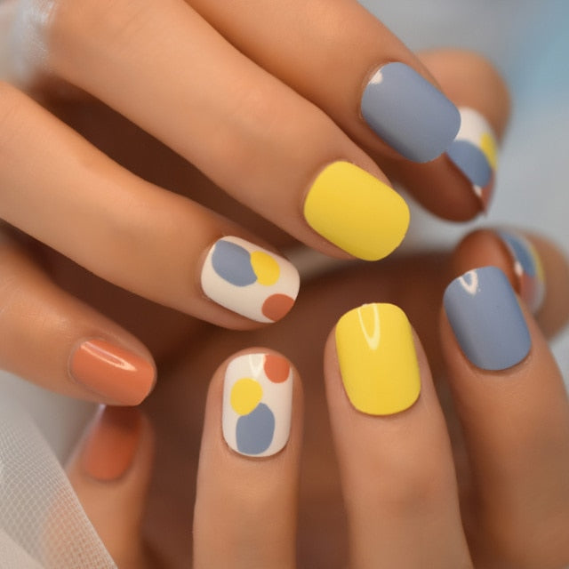 Summer Short Natural Nude White French Nail Tips False Fake Nails UV Gel Press on Ultra Easy Wear for Home Office Wear