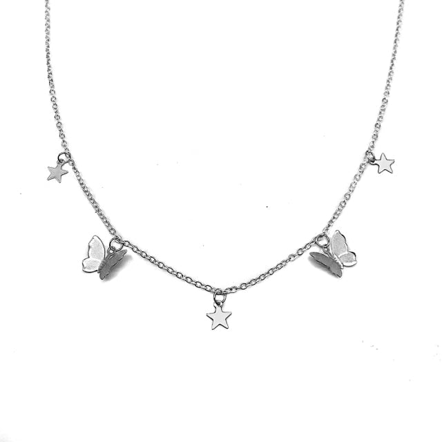 Goth Butterfly Neck Pendants Women's Choker Gold Color Necklace On The Neck Chain Chocker Punk Jewelry 2021 Kpop Collar For Girl