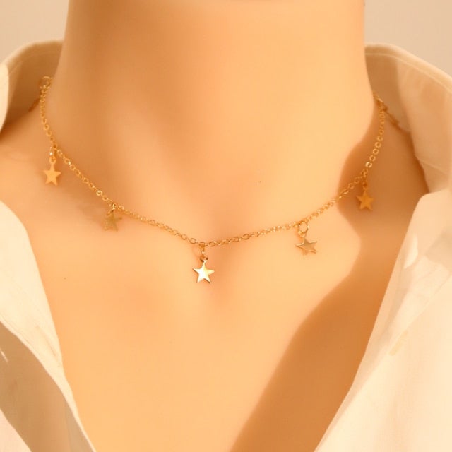 LATS Gold Silver Color Chain Pendant Butterfly Necklace for Women Layered Charm Choker Necklaces Boho Beach Jewelry Gift Cheap