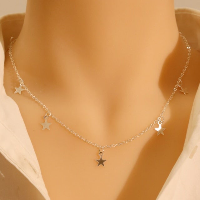 LATS Gold Silver Color Chain Pendant Butterfly Necklace for Women Layered Charm Choker Necklaces Boho Beach Jewelry Gift Cheap