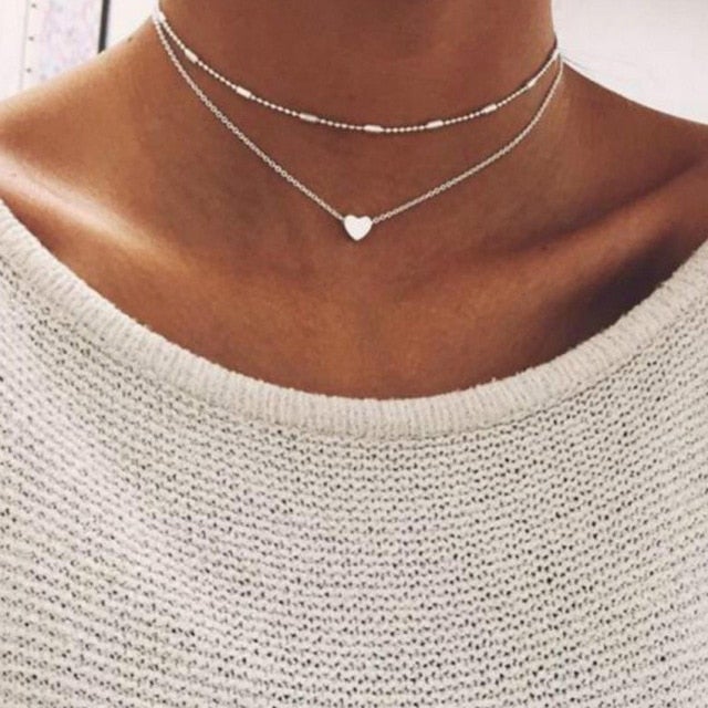 LATS Gold Silver Color Chain Pendant Butterfly Necklace for Women Layered Charm Choker Necklaces Boho Beach Jewelry Gift Cheap