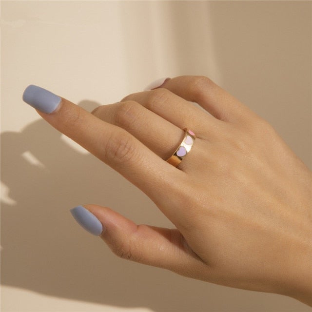 AOMU 1SET 2020 Korea New Hot Small Daisy Tulip Metal Pendant Necklace Rings Bracelet For Women Girls Jewelry Set Gifts