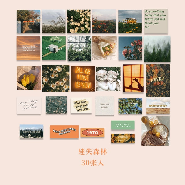 30pcs Not Repeating Hand Account Deco Sticker Aesthetic INS Scenery Bullet Journaling Accessories Mobile Phone Case DIY Stickers