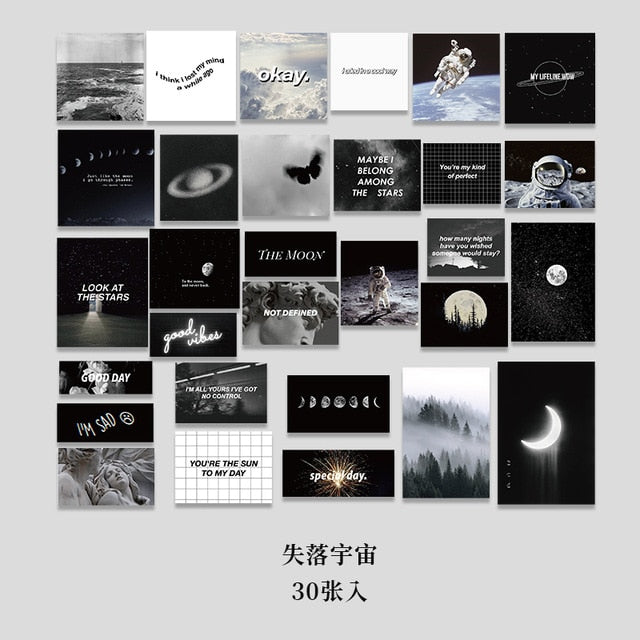30pcs Not Repeating Hand Account Deco Sticker Aesthetic INS Scenery Bullet Journaling Accessories Mobile Phone Case DIY Stickers