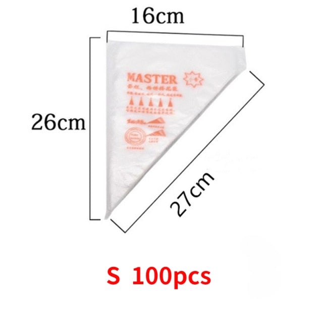 100 PCS Disposable Pastry Bag S/M/L Size Confectionery Bags For Cake Fondant Decorating Kitchen Baking Piping Bag Tools