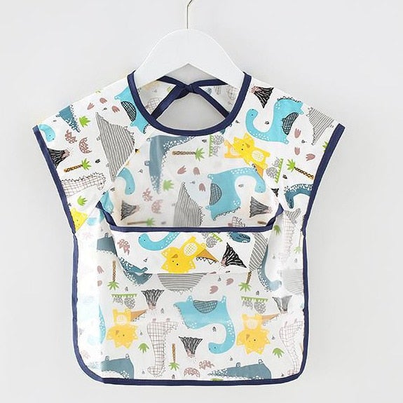Baby Bib Waterproof Apron Long Sleeve Art Smock for Kids Chest Protection Feeding Bibs