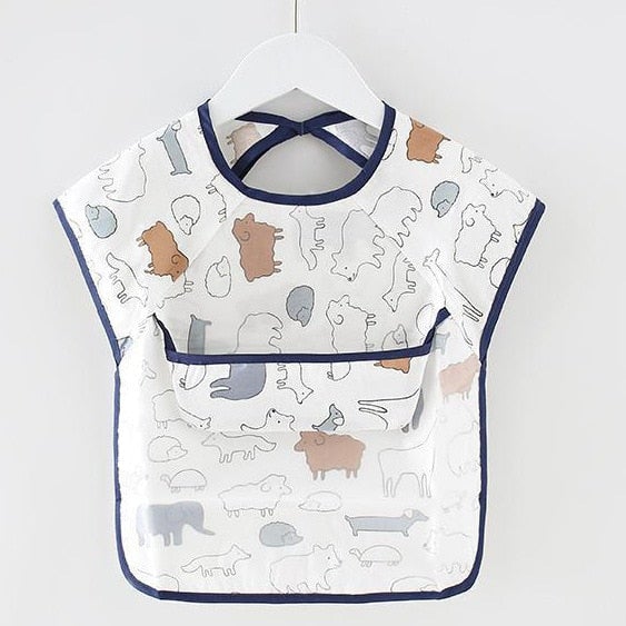 Baby Bib Waterproof Apron Long Sleeve Art Smock for Kids Chest Protection Feeding Bibs