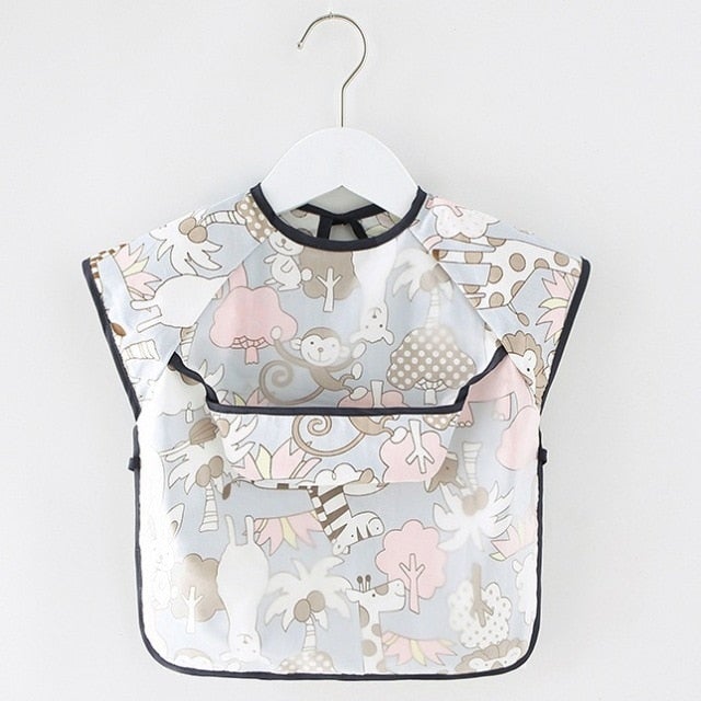 Baby Bib Waterproof Apron Long Sleeve Art Smock for Kids Chest Protection Feeding Bibs