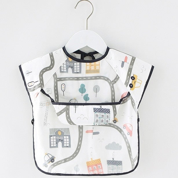 Baby Bib Waterproof Apron Long Sleeve Art Smock for Kids Chest Protection Feeding Bibs