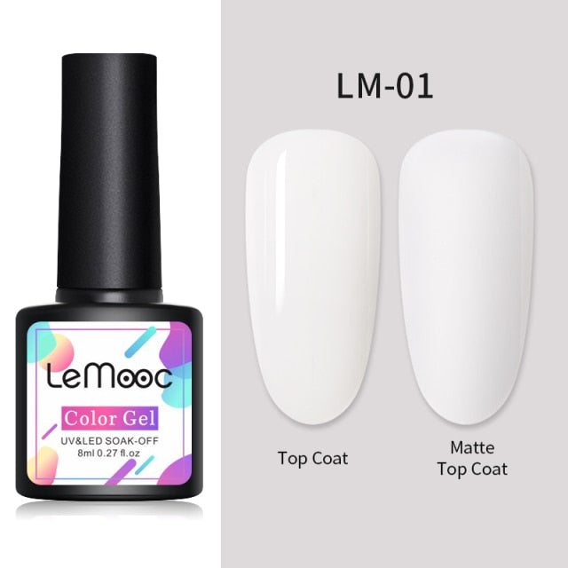 LEMOOC Nail Gel Polish Spring Summer Color Varnishes Glitter Sequins Soak Off Semi Permanant UV LED Nail Art Hybrid Lacquers