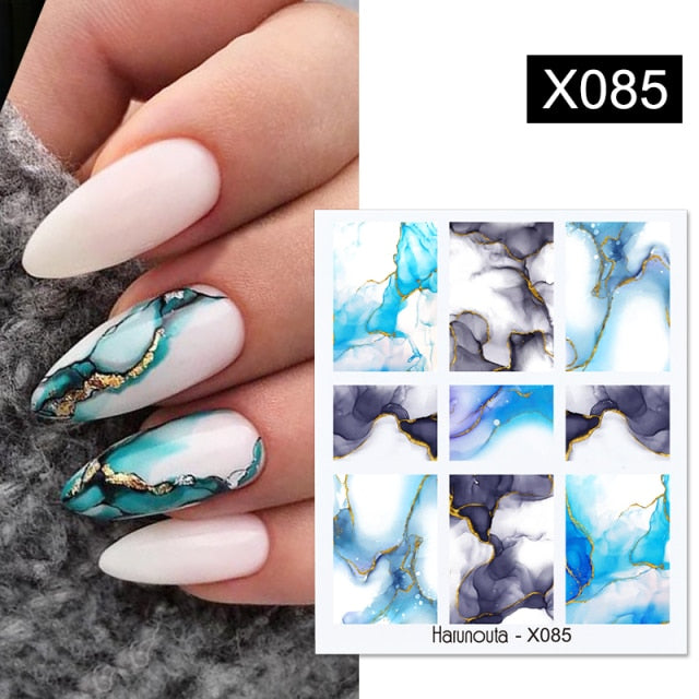 Harunouta Spring Simple Green Theme Water Decal Sticker Flower Leaf Tree Summer DIY Slider For Manicuring Nail Art Watermarks